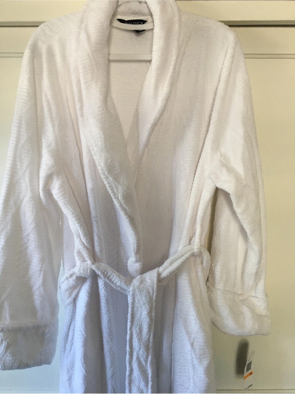 Nautica Plush White Shawl-Collar Robe with Belt